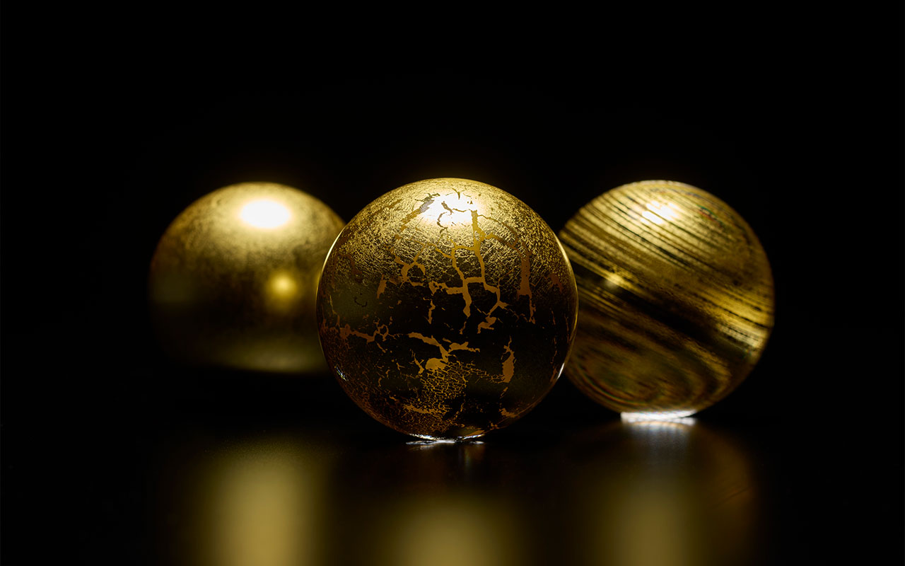 神秘的な輝きをもたらす、球体のアート